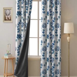 Elegant Blue Floral Curtain